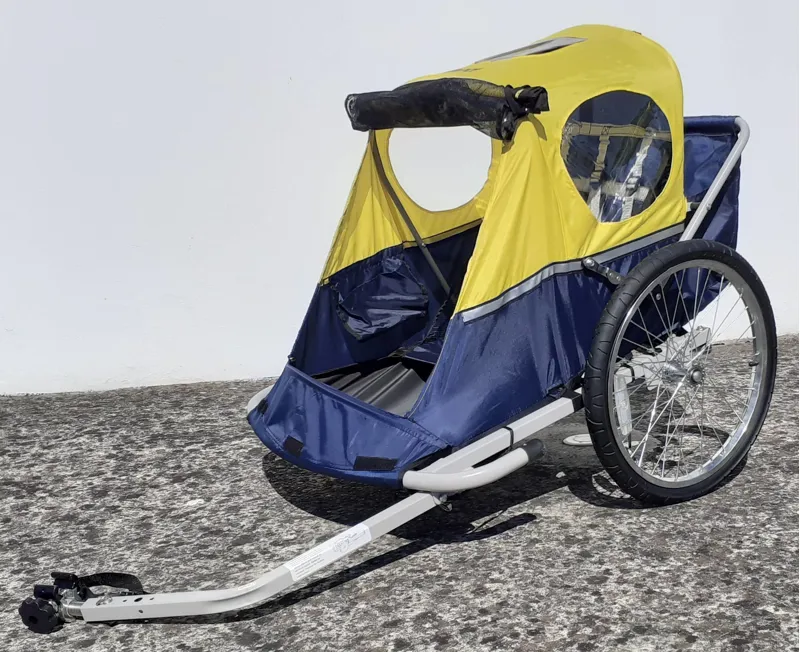 Avenir Shetland Folding 2 Child Bike Trailer in Navy and Yellow